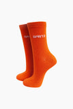 Combed cotton glitter slogan socks