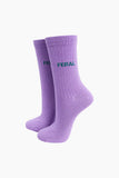 Combed cotton glitter slogan socks