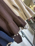 Fluted sleeve trim sweater