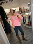 Soft heart detail v neck top