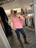 Soft heart detail v neck top