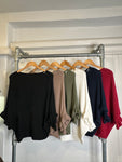 3/4 fluted sleeve batwing knit