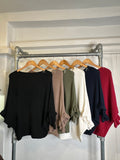 3/4 fluted sleeve batwing knit