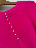 Premium knit floral button detail