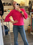 Fluted sleeve trim sweater