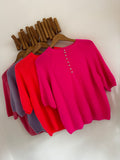 Premium knit floral button detail