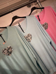 Soft heart detail v neck top