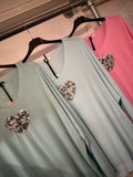 Soft heart detail v neck top