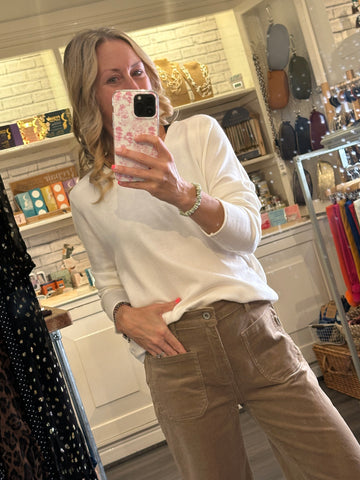 Beige cord pocket Jean