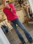Fluted sleeve trim sweater