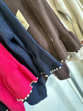 Fluted sleeve trim sweater