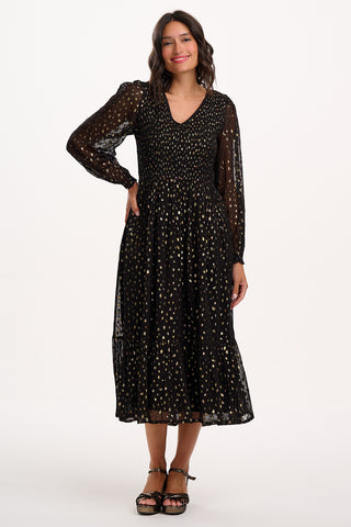 Jacqueline Shirred Dress Metallic