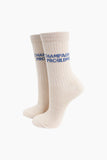 Combed cotton glitter slogan socks