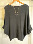 3/4 fluted sleeve batwing knit
