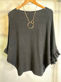 3/4 fluted sleeve batwing knit