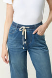 Soft denim drawstring pocket trouser.