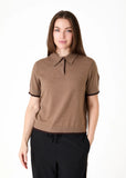 Cashmere feel edged polo