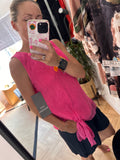 Side tie linen top