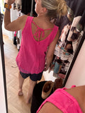 Side tie linen top