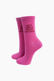Combed cotton glitter slogan socks