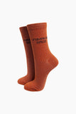 Combed cotton glitter slogan socks