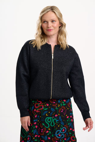Solana Black metallic bomber jacket