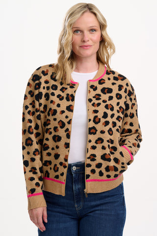 Leopard Solana knitted bomber jacket