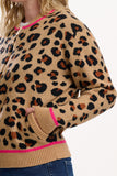 Leopard Solana knitted bomber jacket